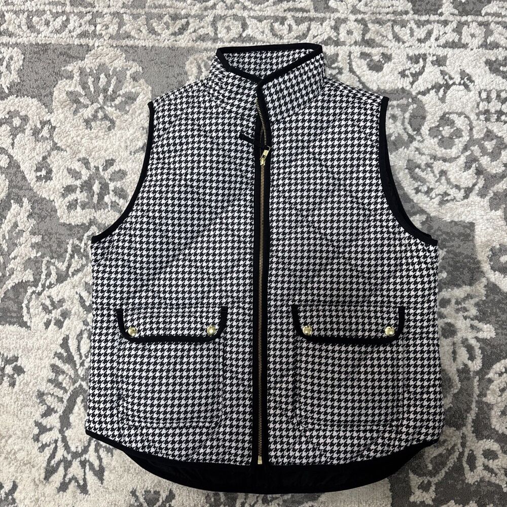 J Crew Houndstooth Puff Vest Ladies L